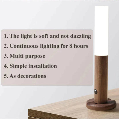 💡Wooden magnetic suction cup wireless smart sensor night light